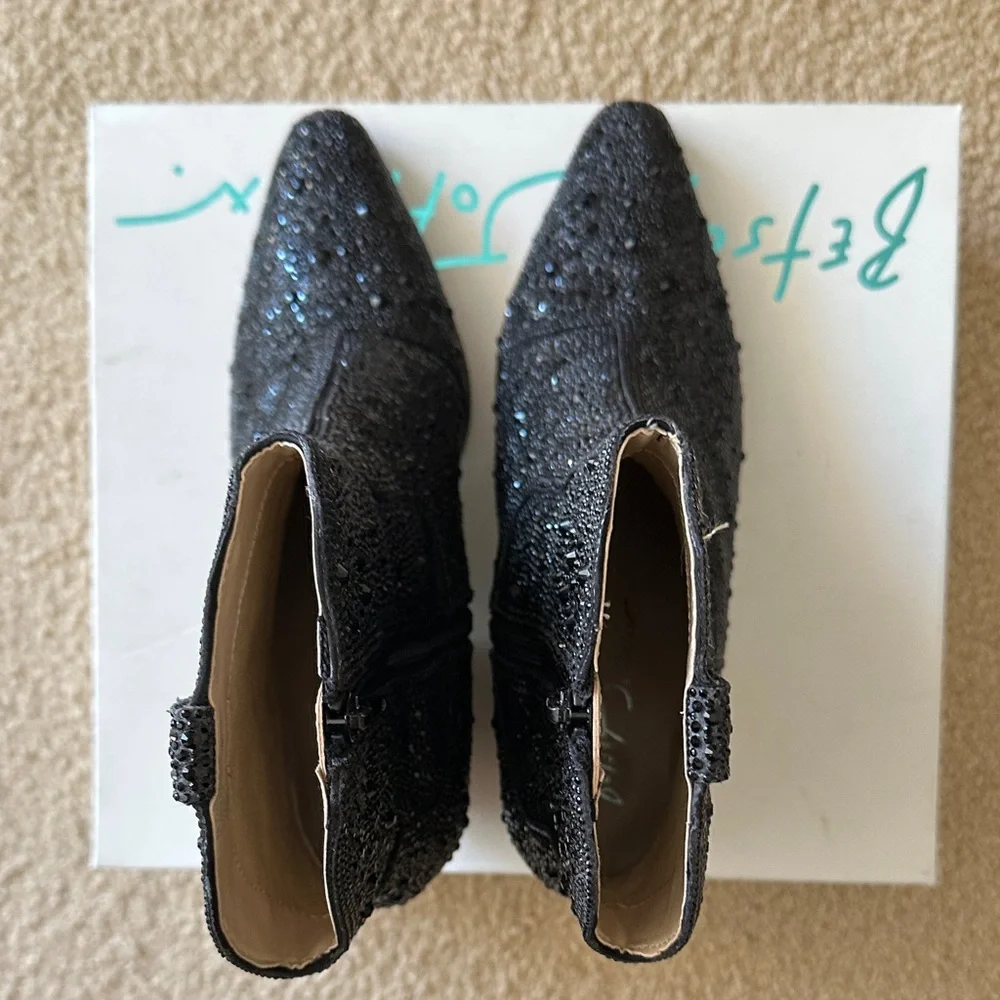 Betsey Johnson Glitter Black Ankle Booties - Picture 7 of 10